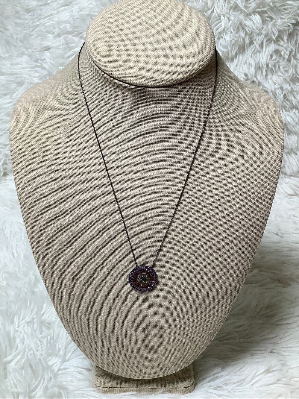 Figaro 925 Sterling Silver Rainbow Bedazzled Circle Pendent Necklace A4-34